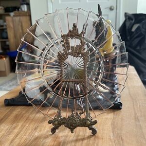 Vintage pink depression glass Glass Plate 9” sierra pinwheel